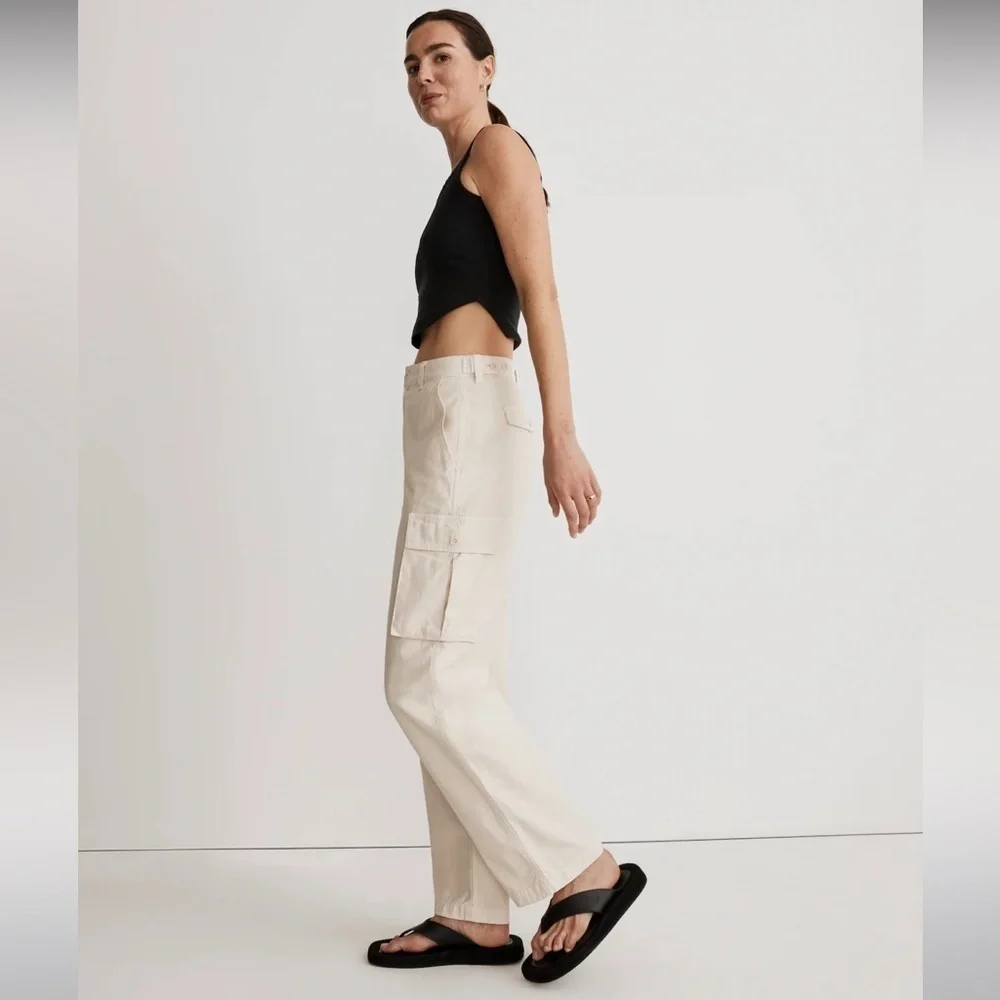 Madewell Garment-Dyed Low-Slung Straight Cargo Pants Size 24 - Picture 3 of 16